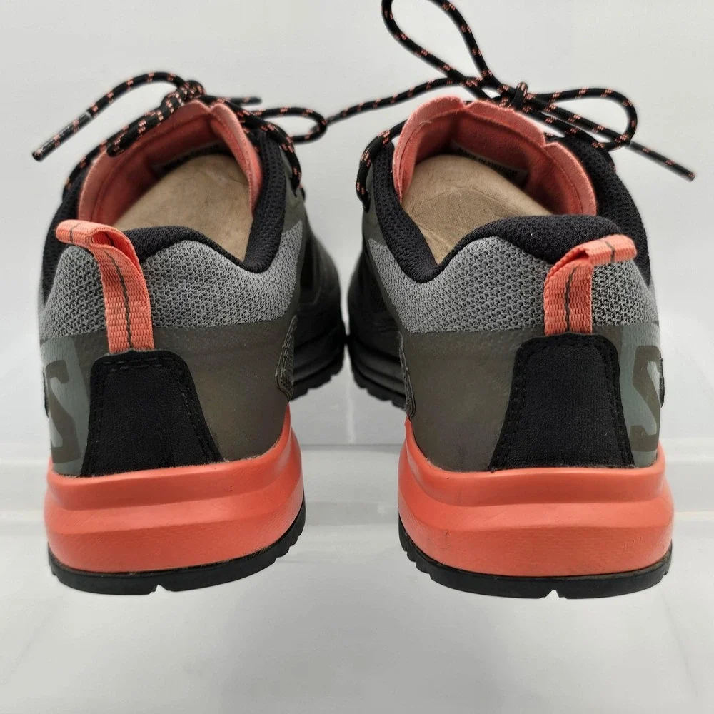 Salomon Shoes Womens Size 7 Gray Orange Low Top Hiking Trail Sneakers 398601